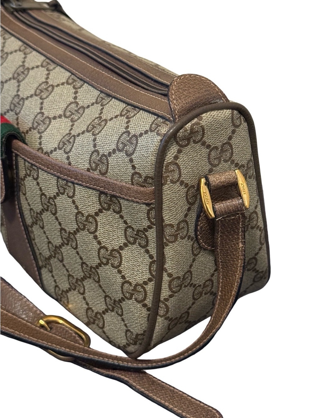 Gucci BrownTan GG Crossbody with Green & Red Web Sherryline Bag - Picture 15 of 17